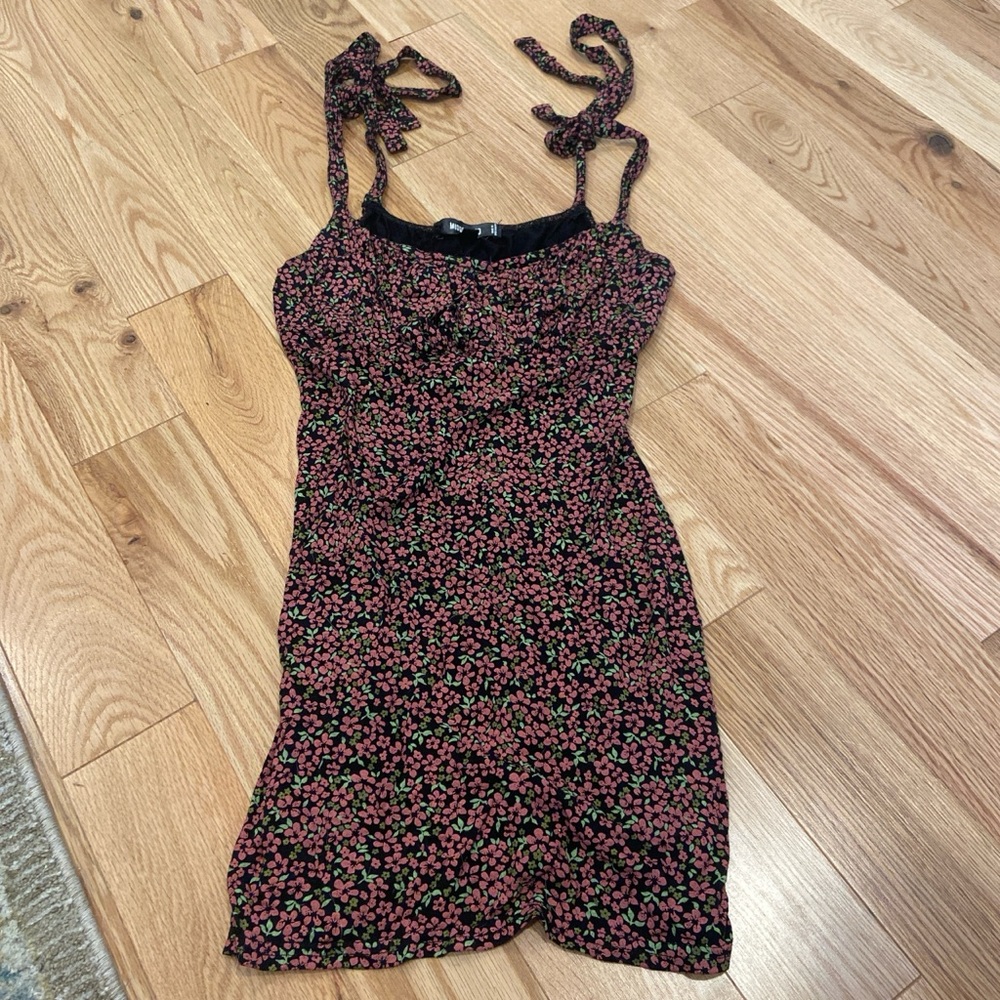 Missguided Black and Pink Floral Dress